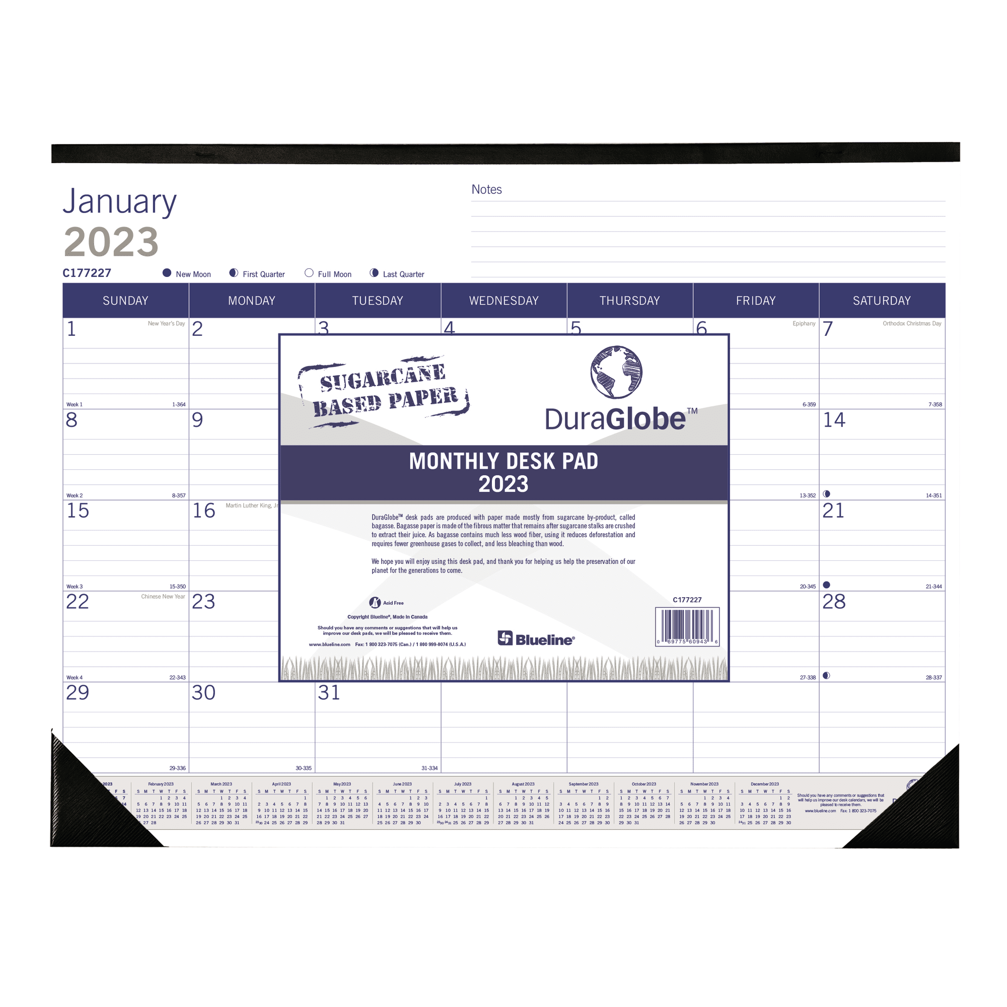 Buy Blueline® DuraGlobe Monthly Desk Pad Calendar, 22 x 17, 50