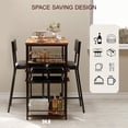 thumbnail image 3 of Ourlova Dining Table Set for 2 with Upholstered Chairs Open Storage Shelves Built-in Cup Holder and Wine Rack Modern Industrial Design Perfect for Small Kitchens Apartments or Breakfast Nooks, 3 of 7