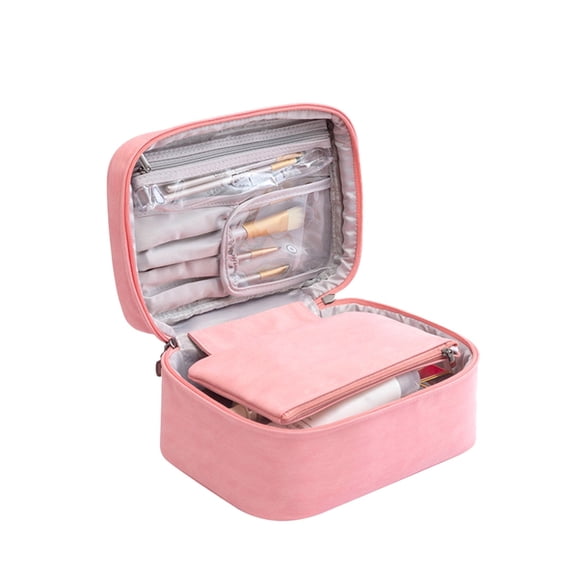 Leather Cosmetic Bag for Women Large Capacity Travel Makeup Organizer Portable Washable Toiletry Storage Pouch