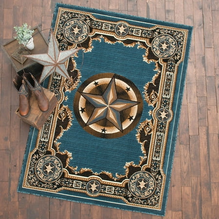 2 X Star - Western Star Blue Rug - 2 x 7