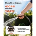 thumbnail image 4 of Garden Hose 25ft 5/8 Inch Heavy Duty 4-Layer Rubber 600 PSI Burst for Gardening Cleaning, 4 of 12