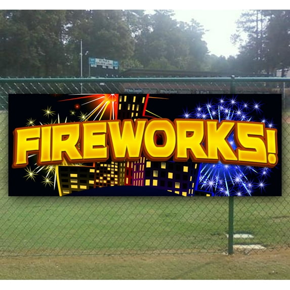 Fireworks! 13 oz Vinyl Banner With Metal Grommets