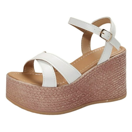 

YUHAOTIN Female Womens Sandals Beach Black Summer New Cake Slope Heel Thick Sole Sandals Platform Women s Sandals Womens Sandals Dressy Flat Closed Toe Women Sandals