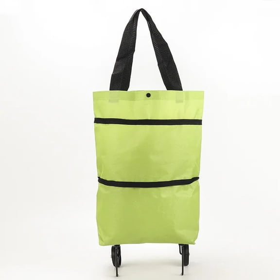 1pc Foldable Portable Shopping Cart with Wheels Storage Bag Lightweight Backpack-Style Hand Cart for Home Use