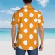 thumbnail image 4 of Balery Orange And White Polka Dot Camisas hawaianas de manga corta para hombre, camisas playeras de corte holgado, camisas de vacaciones con botones,X-Large, 4 of 7