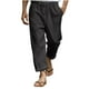 thumbnail image 2 of Pantalones largos de poliéster para hombre, moda masculina, color liso, informales, con bolsillos y cintura elástica y cordón ajustable., 2 of 6