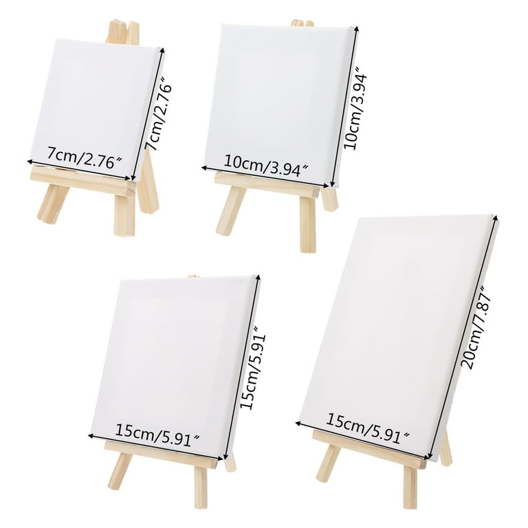 Mini Canvas And Natural Wood Easel Set For Art Painting Drawing