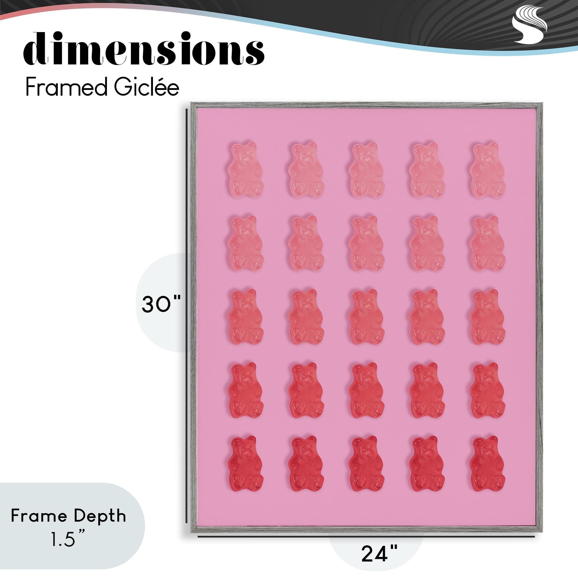 Stupell Industries Sweet Pink Gummy Bears Gray Framed Giclee Art, design by LISH Creative