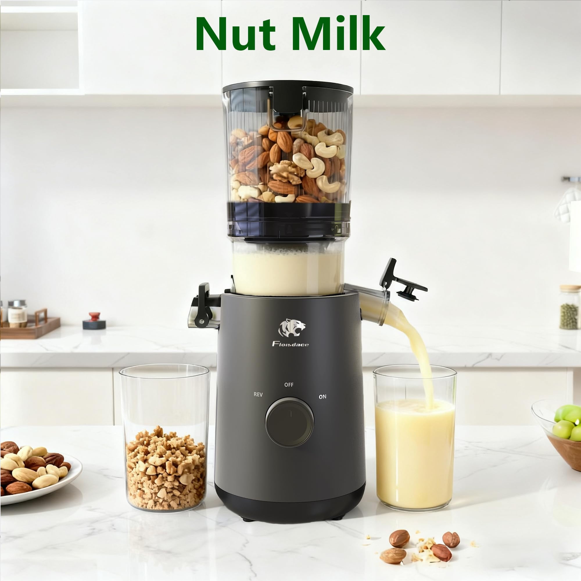 Cofiyard Cold Press Juicer Machines, 5.3" Extra Large Feed Chute and Powerful AC Brushless Motor Fit Whole Fruits & Vegetables, High Juice Yield, Auto-Reversing, Quiet Motor