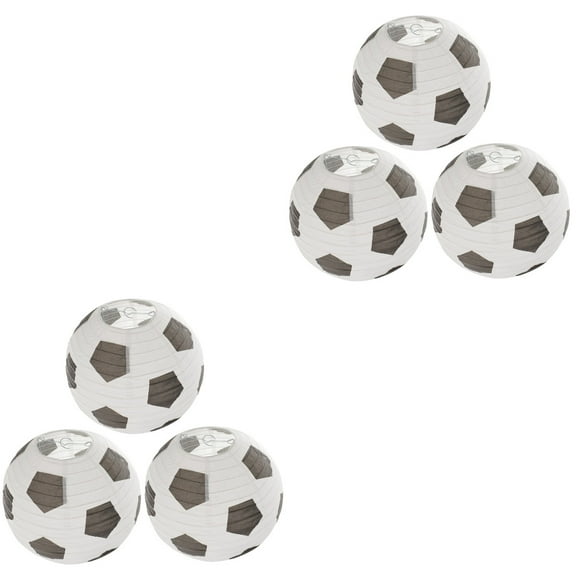 unbranded 6 Pcs Decorative Soccer Ball Paper Lantern Sporty Theme Hanging Paper Lantern Party Decorations