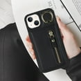 thumbnail image 6 of for iPhone 13 Case with Card Holder for Women, for iPhone 13 Phone Case Wallet with Credit Card with Ring Kickstand Zipper Shockproof Slim Stand Case for iPhone13 - Black, 6 of 13