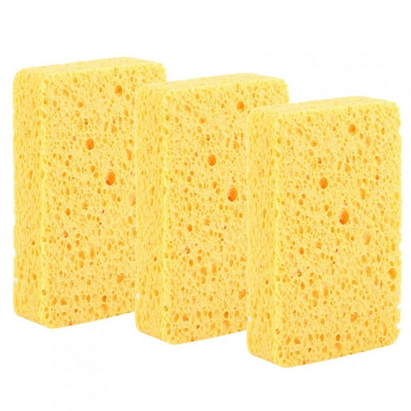 Blantye 3 Pcs Éponge de Lavage de Bol de Cuisine Accessoires d'outils de Nettoyage de Vaisselle en Tissu Jaune