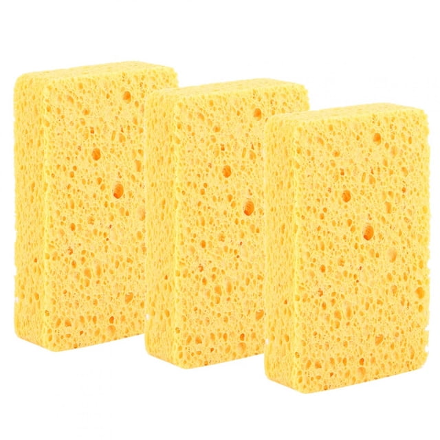 Blantye 3Pcs Clean Sponge - Éponge de Lavage de Bol de Cuisine Accessoire d'outils de Nettoyage de Vaisselle en Tissu Jaune
