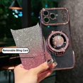thumbnail image 6 of for iPhone 17 Pro Magnetic Kickstand Case, [Compatible with Magsafe] Bling Glitter Diamond Rhinestone Ring Holder Camera Protector Cute Cover for Girls Woman for iPhone 17 Pro 6.3", Silver, 6 of 8