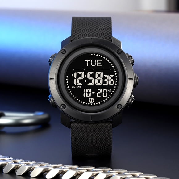 Reloj digital deportivo para exteriores para hombre, resistente al agua, con pantalla luminosa, ideal para senderismo, camping, correr, nadar y otros deportes.