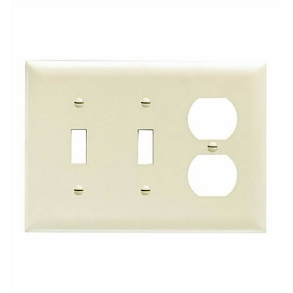 P&S Ivory 3-Gang Duplex Outlet Toggle Switch Unbreakable Nylon Wallplate TP28-I