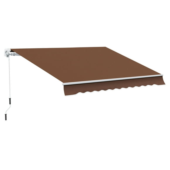 Outsunny Retractable Awning Manual Sun Shade Shelter, Coffee