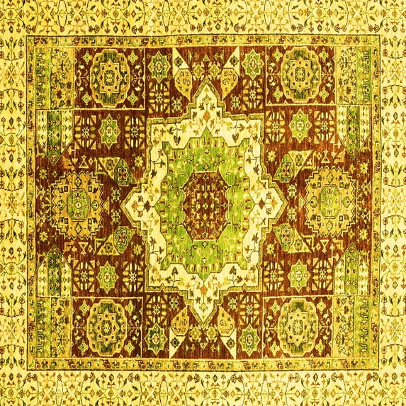 Ahgly Company Indoor Square Abstract Yellow Modern Area Rugs, 8' Square