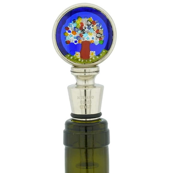 GlassOfVenice Murano Glass Millefiori Round Bottle Stopper - Tree of Life