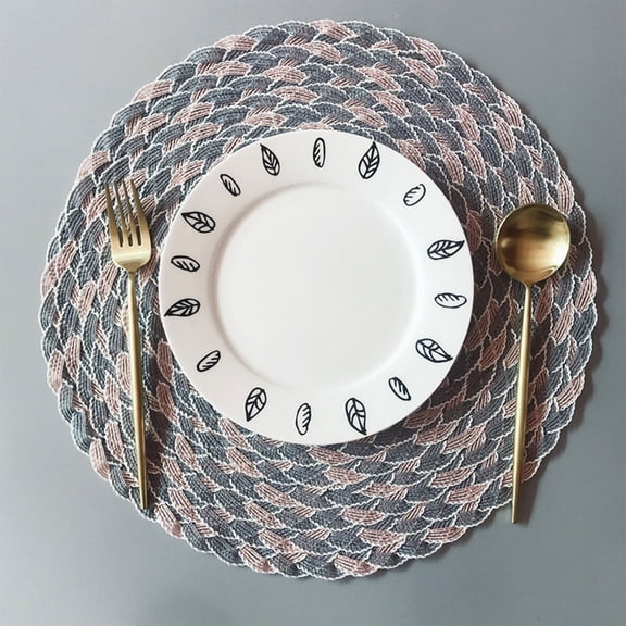 Placemat for Dining Table - PP Material Table Mat 2-Piece Set - Heat Insulation Western Style Dinner Mats and Plate Mats for Household Use