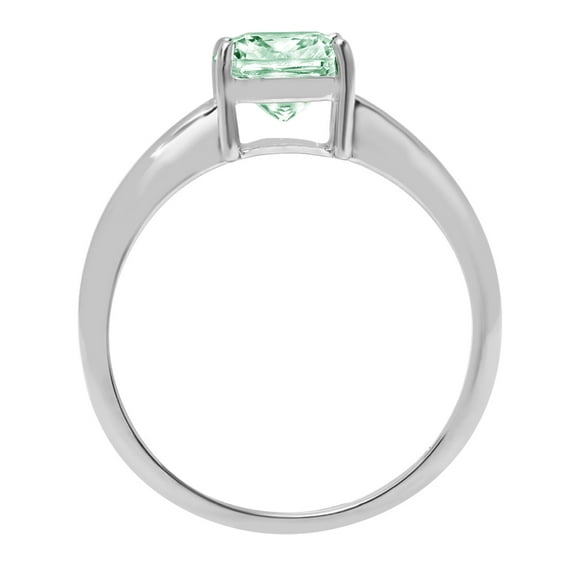 2 ct Cushion Cut Simulated Green Diamond Solitaire Engagement Ring for Women in 18K White Gold