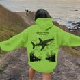 thumbnail image 2 of Fiaer Women's Hooded Sweatshirts Loose Drawstring Hoodies Ocean Theme Graphic Long Sleeve Tops with Pocket Green M, 2 of 6
