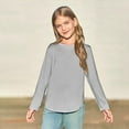 thumbnail image 7 of TOOYOU Girls T-Shirt Long Sleeve Shirts Kids Arc Hem Side Slit Soft Tunic Tops children Summer Basic Tee Gray Size 5-6 Years, 7 of 7