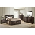 thumbnail image 4 of Contemporary Queen Size 1pc Captains Bed Storage Drawers Brown Cherry Finish Wooden Bedroom, 4 of 5