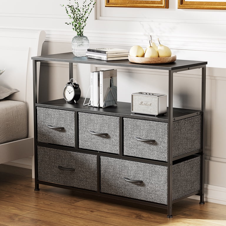 EDX Dresser TV Stand Entertainment Center with Fabric Drawers for TV up to  45 Inch, Grey - Walmart.com