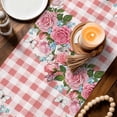 thumbnail image 3 of Pink Spring Floral Table Runner 36 Inches, Watercolor Flowers Butterfly Checkered Bed Runner Dresser Scarves Tabletop for Indoor Outdoor Parties/Ceremony/Banquet, 13"x 36", 3 of 8