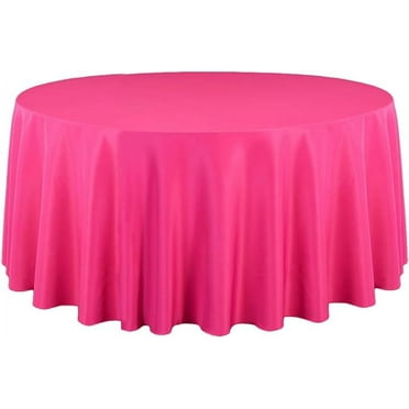 LTC Linens 120 in. Round Polyester Tablecloth - Fuchsia for Wedding Party