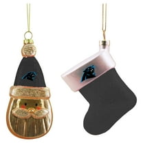 Carolina Panthers Two-Pack Santa & Stocking Blown Glass Ornament Set
