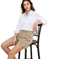 thumbnail image 5 of Women's Pleated Cotton Linen Shorts, High Rise Casual Summer Shorts with Rear Pockets, Soft Breathable Tailored Bottoms, 5 of 7
