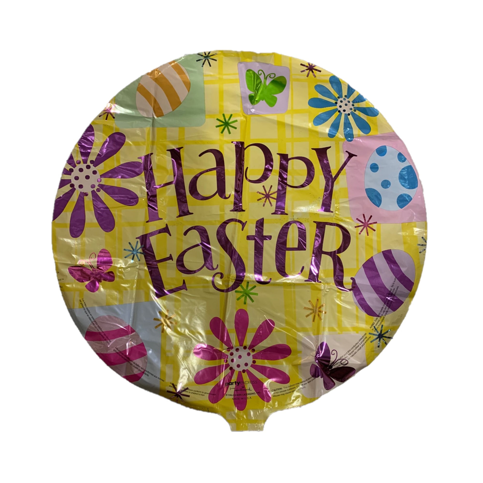 PMU Happy Easter Balloon 18 Inch Eggs and Flowers Mylar/Foil Pkg/1