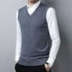 thumbnail image 1 of Suéter para hombre, juvenil, informal, holgado, con cuello en V, de lana, color liso, cálido, 1 of 6