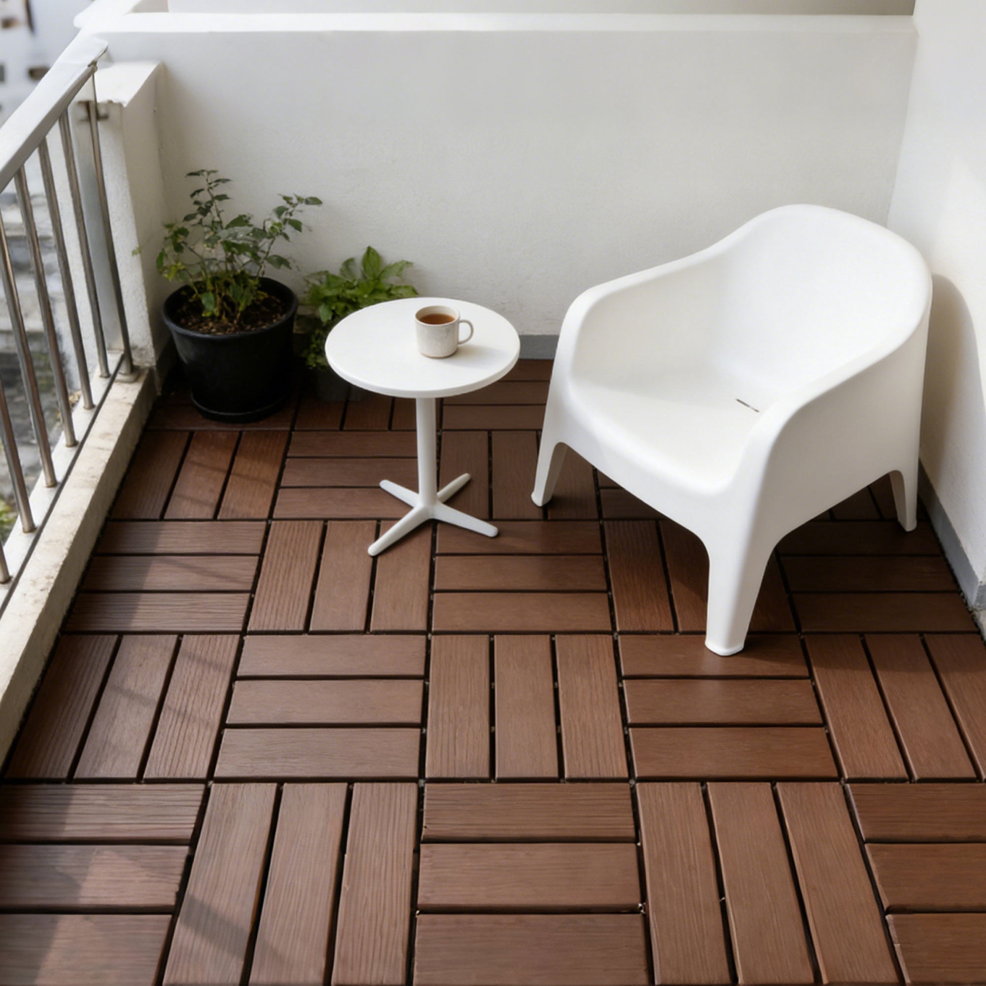 Plastic Interlocking Deck Tiles, 61.60 Sq.Ft Outdoor Plastic Flooring Super Durable & Waterproof All-Weather Indoor/Outdoor Use, 68-Pack 11.42"x11.42"