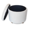 thumbnail image 2 of ITY International - Pouf Rond avec Rangement, Tissu Peluche, 18 Pouces x 16 Pouces, Blanc, 2 of 5