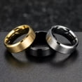 thumbnail image 3 of Gold/Silver/Black Matte Finished Titanium Steel Band Men's Simple Ring Size 7-13, 3 of 9