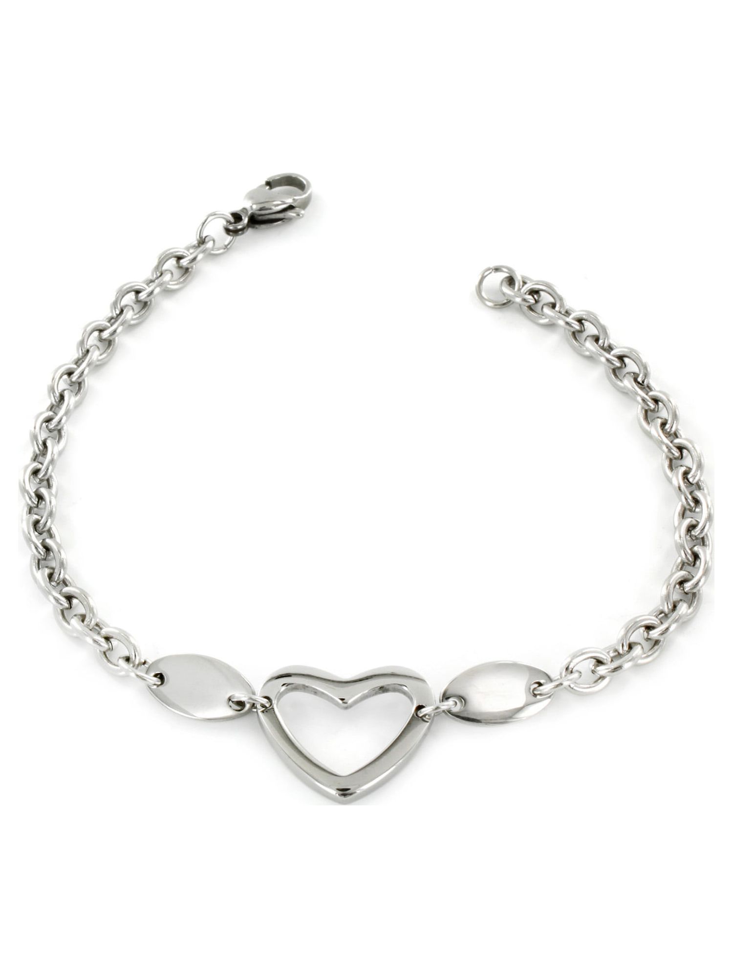 Stainless Steel Polished Heart Cut-out Charm Bracelet - image 2 of 4