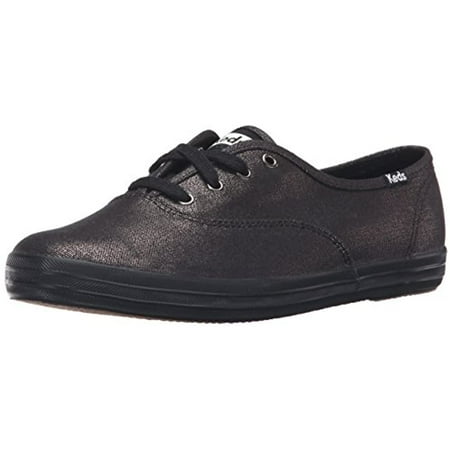 Keds Women's Champion Metallic Canvas Fashion Sneaker, Black/Black, 7 M US