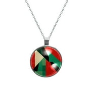 Palestine Elegant Glass Design Womens Necklace Circle Pendant