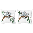 thumbnail image 1 of Ambesonne Animal Throw Pillow Cover 2 Pack, Koala Eucalyptus, 24", Brown Grey, 1 of 6