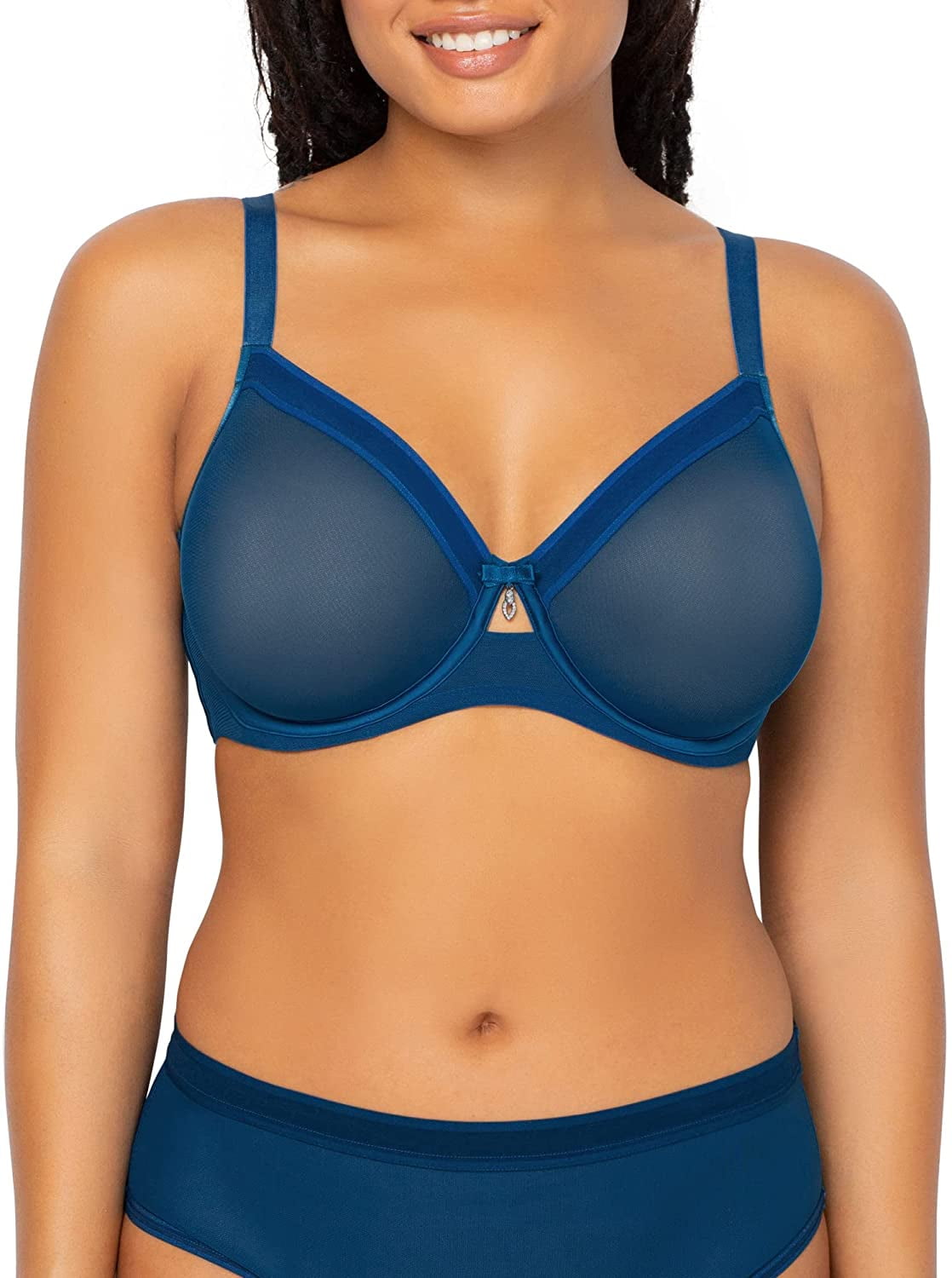 Curvy Couture Women's Sheer Mesh Full Coverage Unlined Underwire Bra, Sexy  Supportive Plus Size Bras, See-Through Bras, Black Hue, 32DDD : :  Clothing, Shoes & Accessories