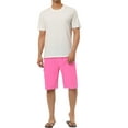 thumbnail image 2 of Unique Bargains Men's Summer Solid Drawstring Elastic Waist Beach Pool Board Shorts 38 Pink, 2 of 6