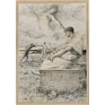 thumbnail image 2 of Luc-Olivier Merson 11x14 Black Ornate Wood Framed Double Matted Museum Art Print Titled: Nature and Reve (1895-1907), 2 of 5