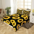 thumbnail image 6 of 3D Floral Comforter Cover Full Size Women Yellow Flowers Bedding Set Sunflower Pattern Decor Duvet Cover Botanical Floral Print on Black Quilt Cover Garden Bloom Bedding with Pillowcase, 6 of 6