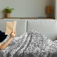 thumbnail image 3 of City Soft Flannel Fleece Throw Blanket, Crowded Urban Life Depiction in a Simple Black and White Drawing Big Buildings, Cozy Plush for Indoor and Outdoor Use, 50" x 60", Black White, by Ambesonne, 3 of 5
