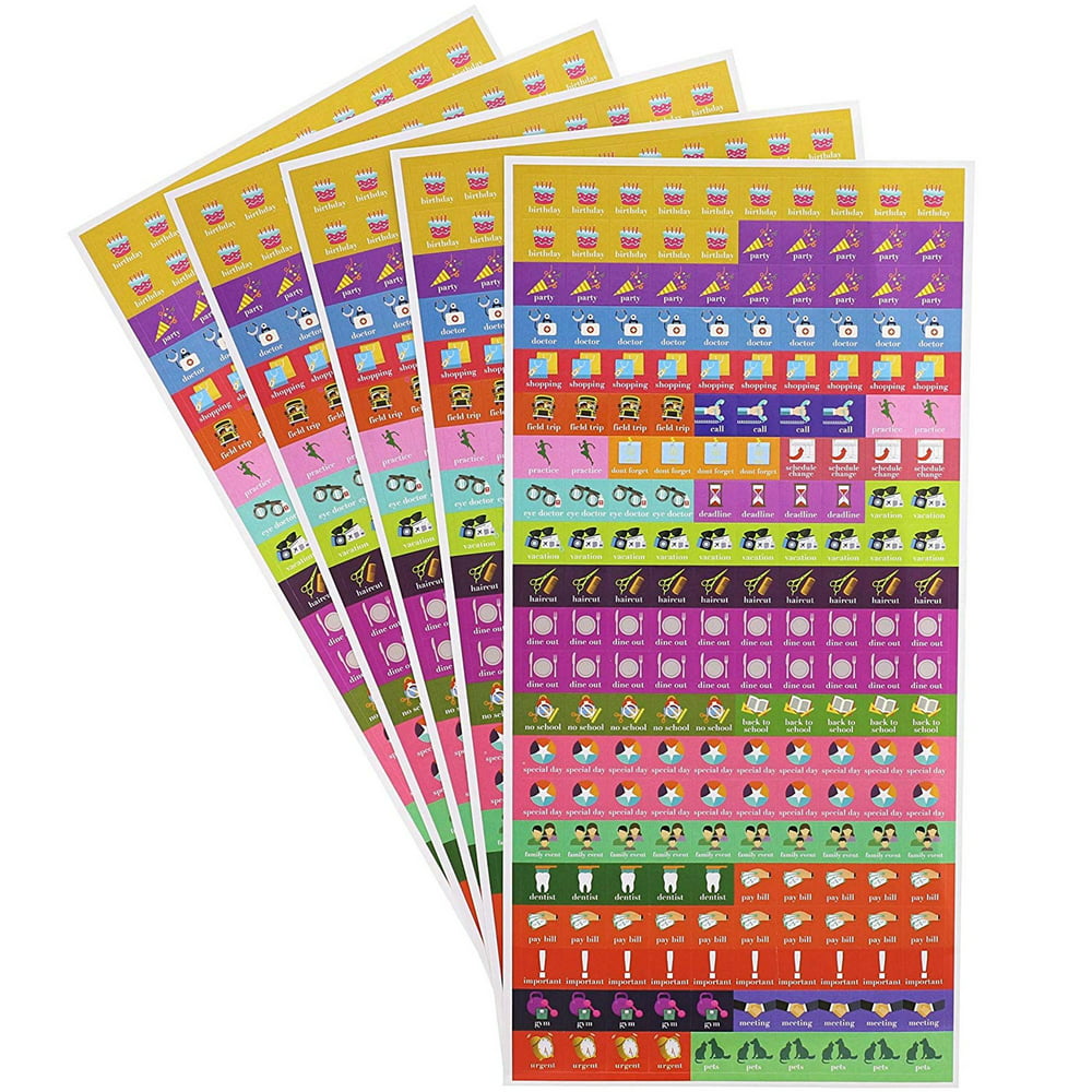 Calendar Reminder Appointment Stickers, 5 Sheets (1050 Count) Walmart
