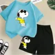 thumbnail image 3 of Conjunto de camiseta de verano con estampado de Snoopy para niños y adolescentes, camiseta de algodón de manga corta y pantalones cortos, traje de 2 piezas, ropa de moda para niños, 3 of 5