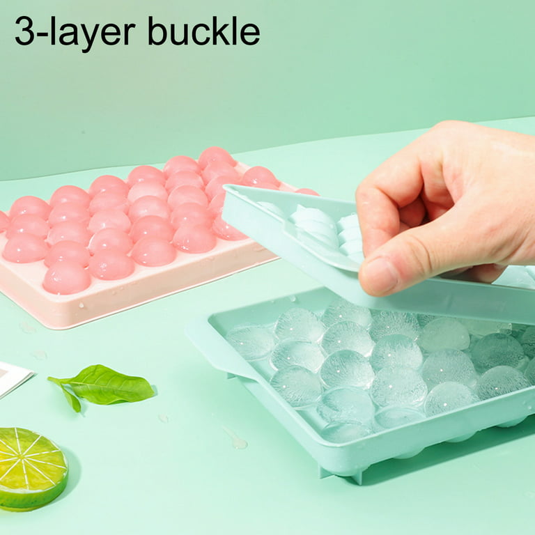 Travelwant 2Pcs/Set Round Ice Cube Tray with Lid Ice Ball Maker Mold for Freezer with Container Mini Circle Ice Cube Tray Making Sphere Ice Chilling
